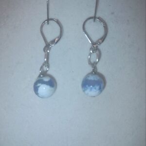 Silver and Blue Dangle Earrings